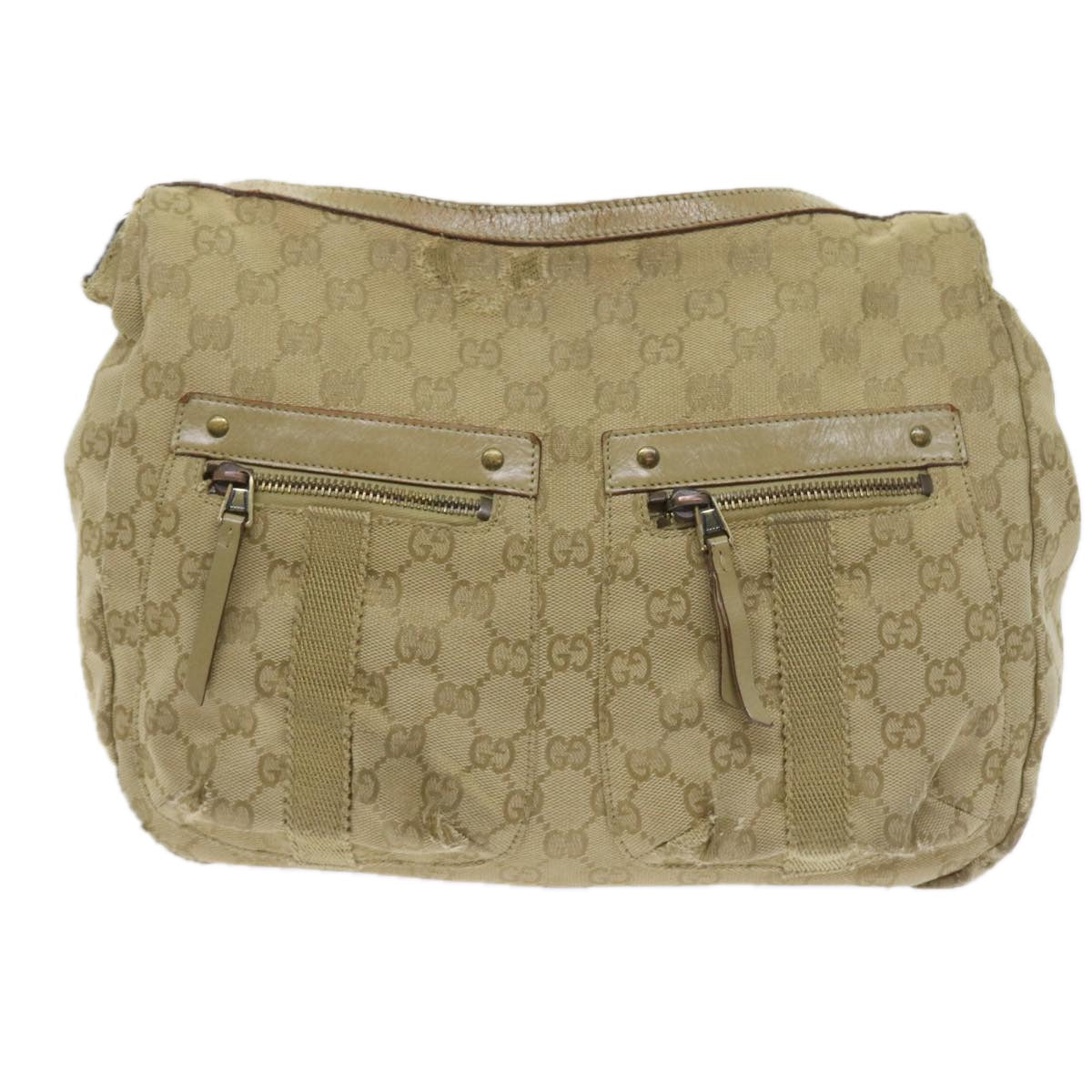 GUCCI GG Canvas Shoulder Bag Beige 90762 58417