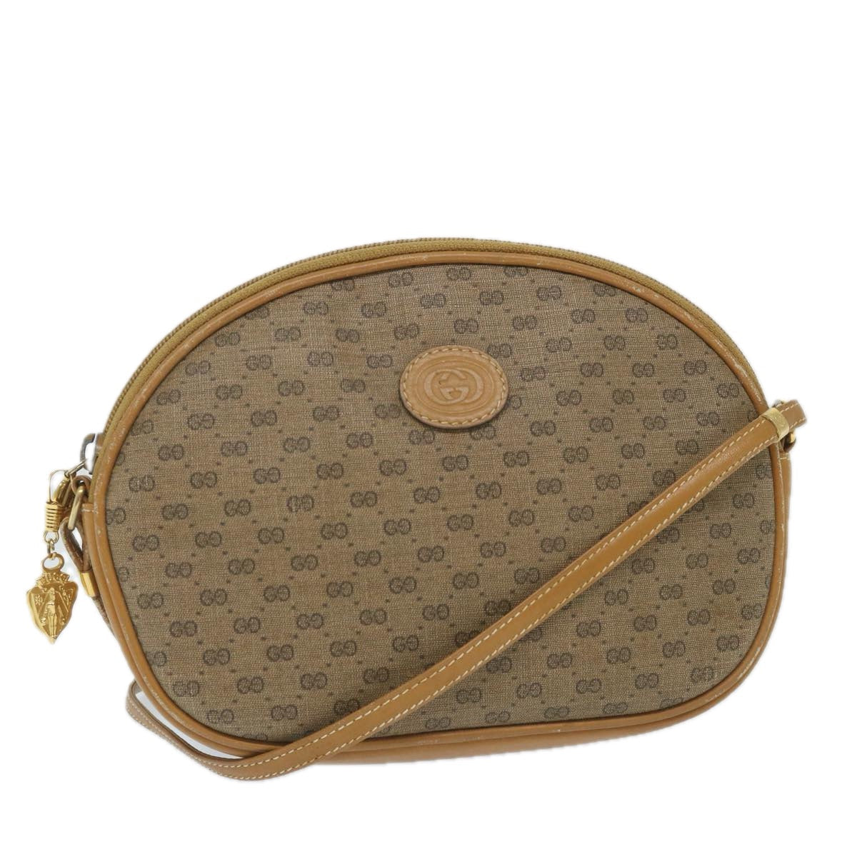 GUCCI Micro GG Canvas Shoulder Bag PVC Leather Beige 58442