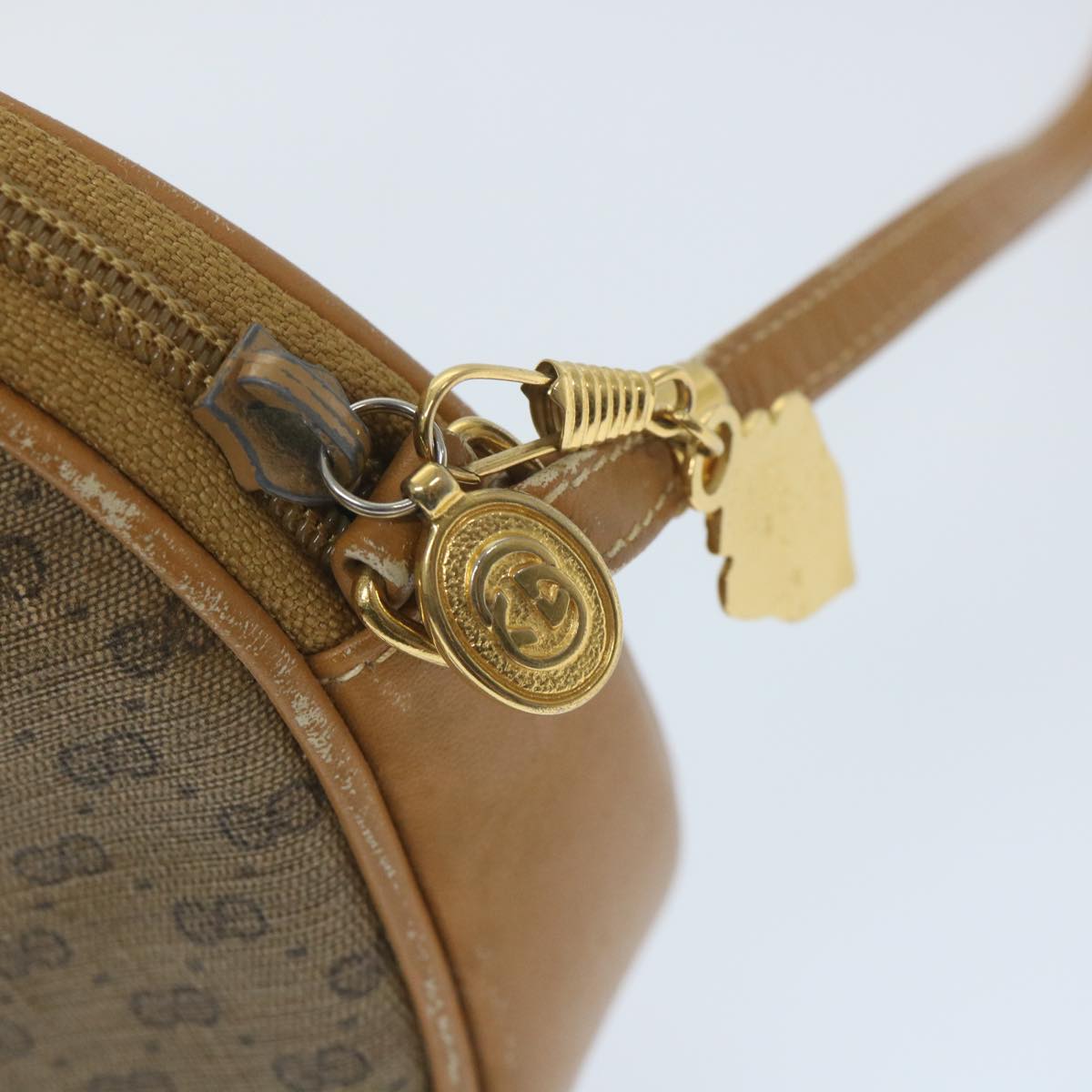GUCCI Micro GG Canvas Shoulder Bag PVC Leather Beige 58442
