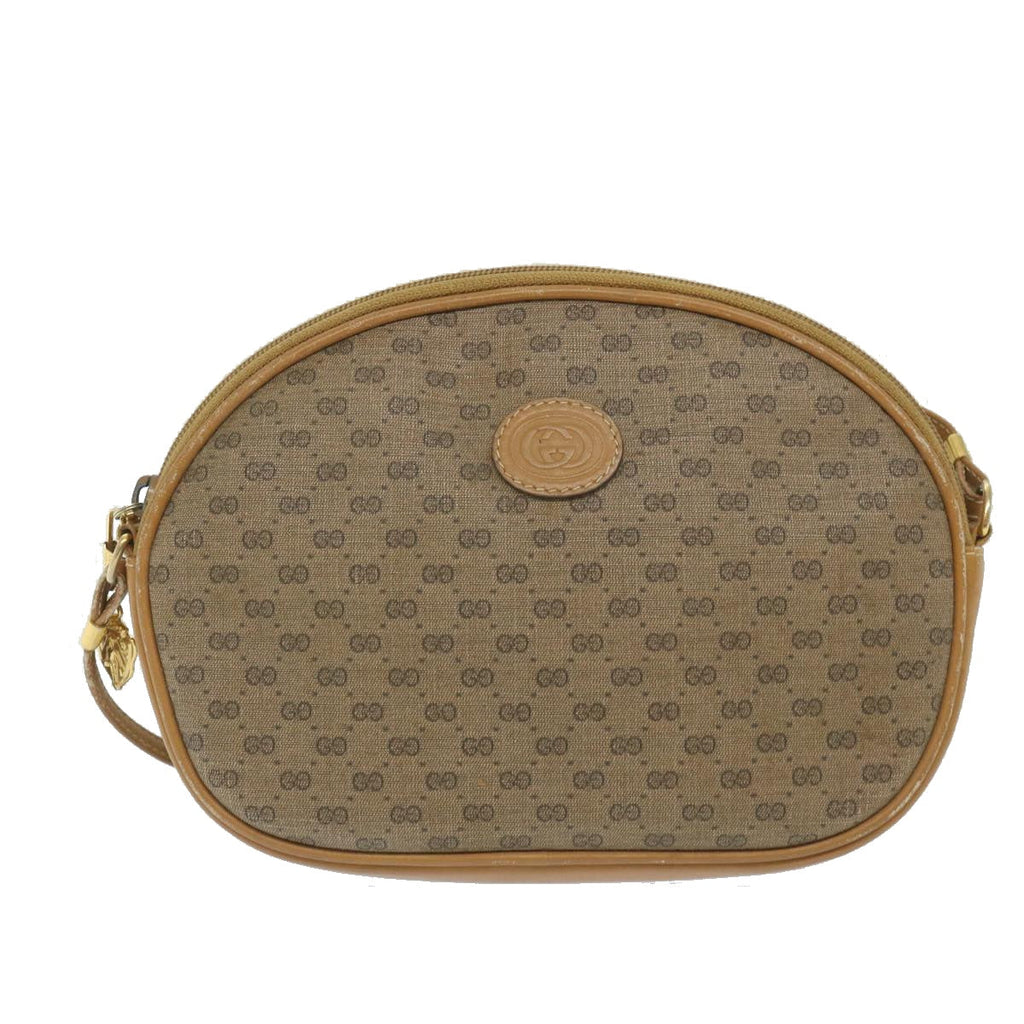 GUCCI Micro GG Canvas Shoulder Bag PVC Leather Beige 58442