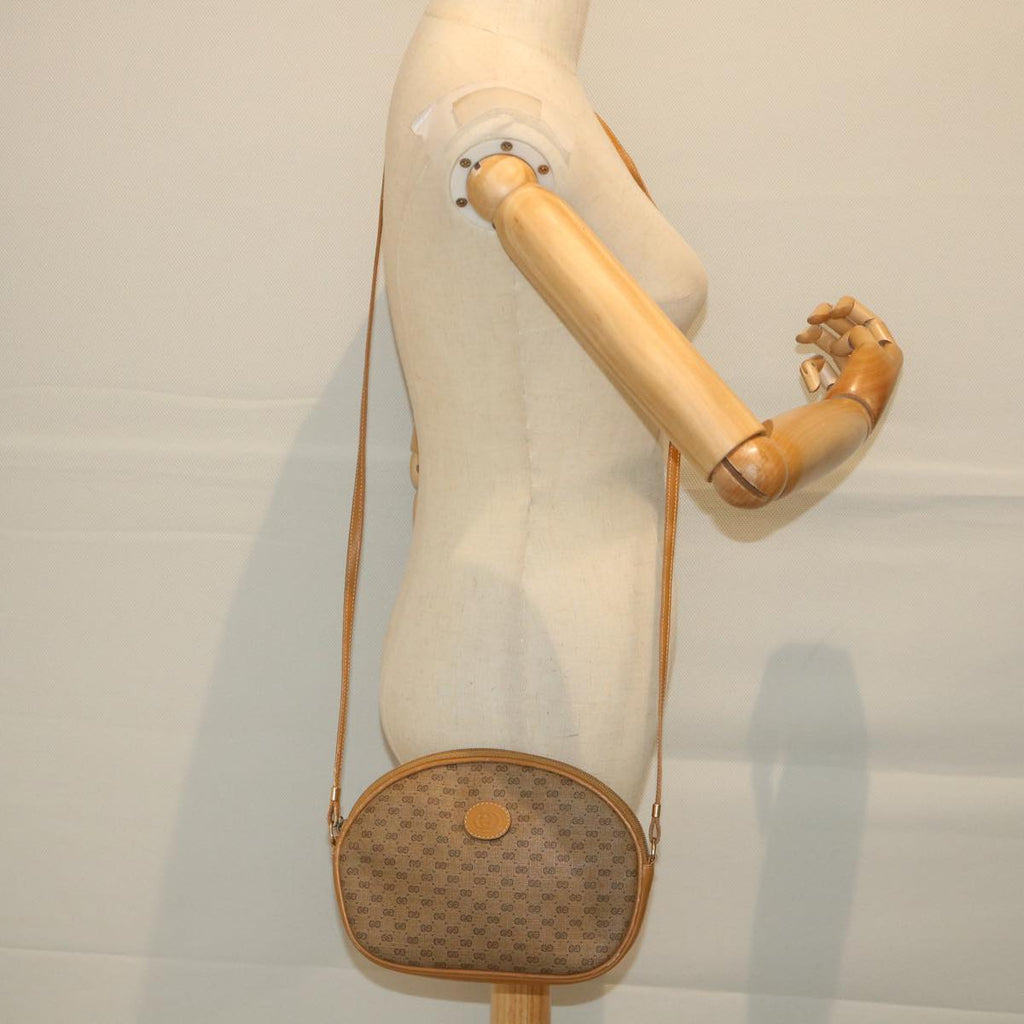 GUCCI Micro GG Canvas Shoulder Bag PVC Leather Beige 58442