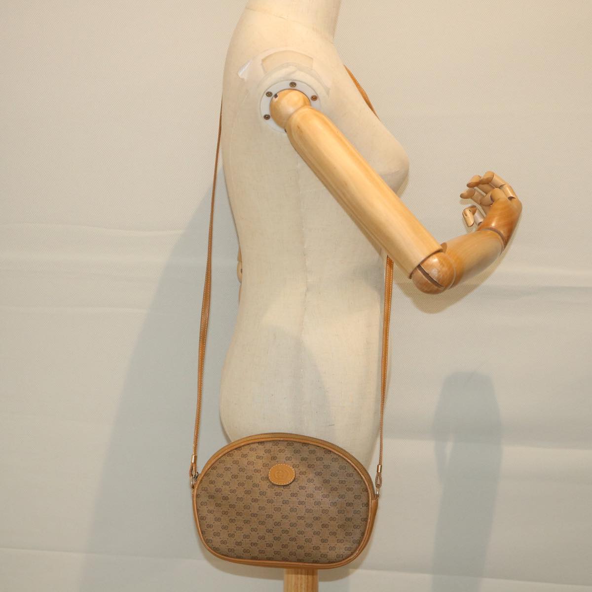 GUCCI Micro GG Canvas Shoulder Bag PVC Leather Beige 58442
