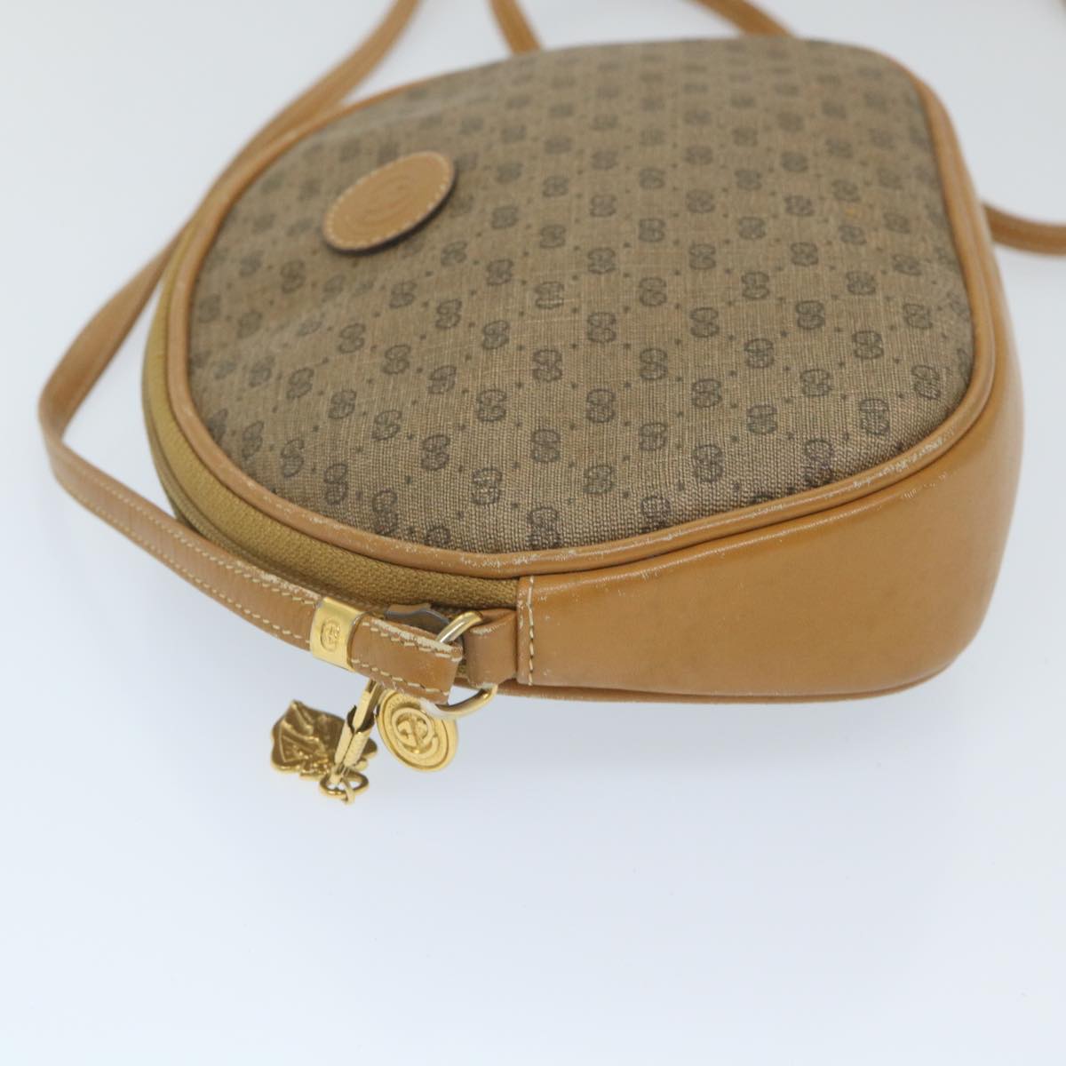 GUCCI Micro GG Canvas Shoulder Bag PVC Leather Beige 58442