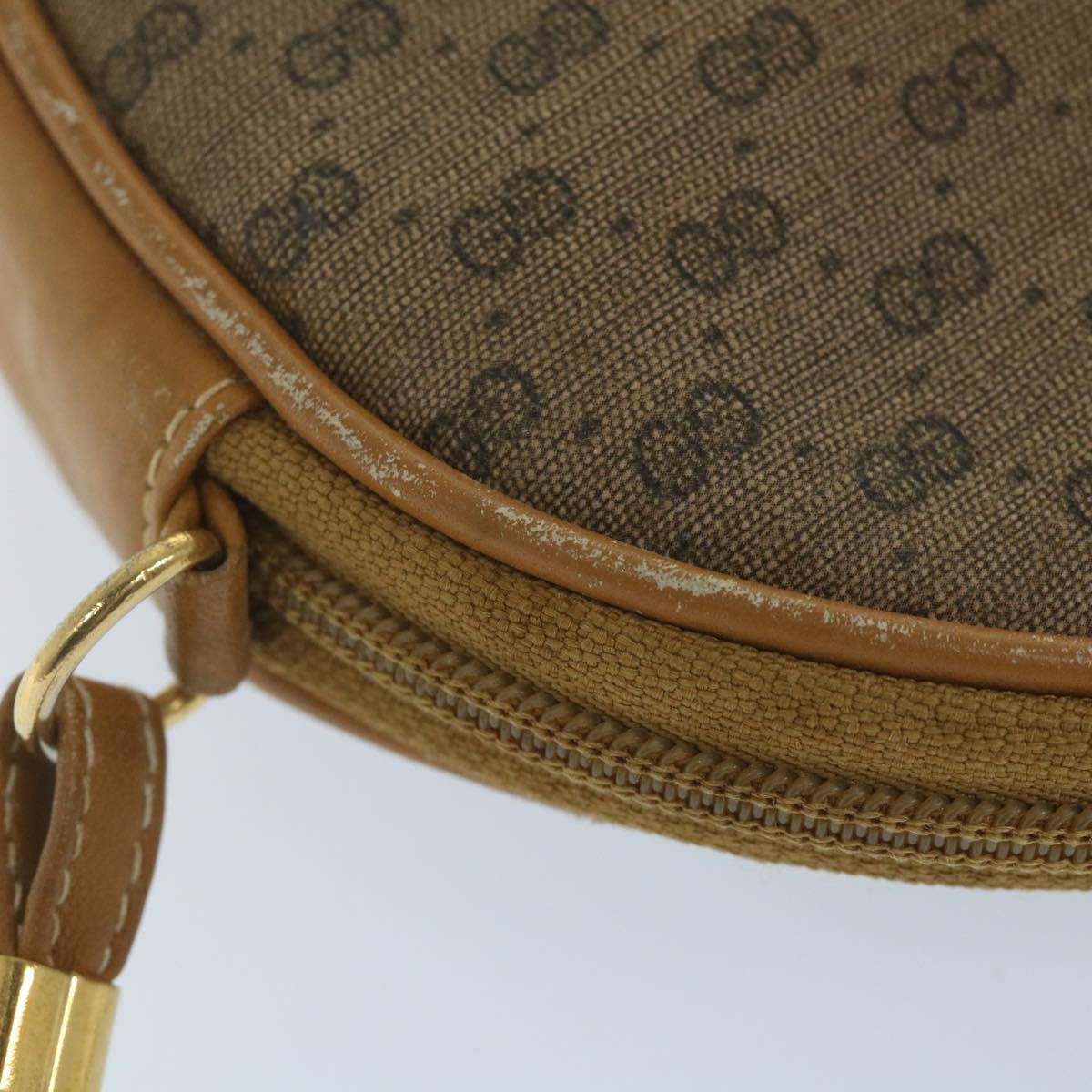 GUCCI Micro GG Canvas Shoulder Bag PVC Leather Beige 58442
