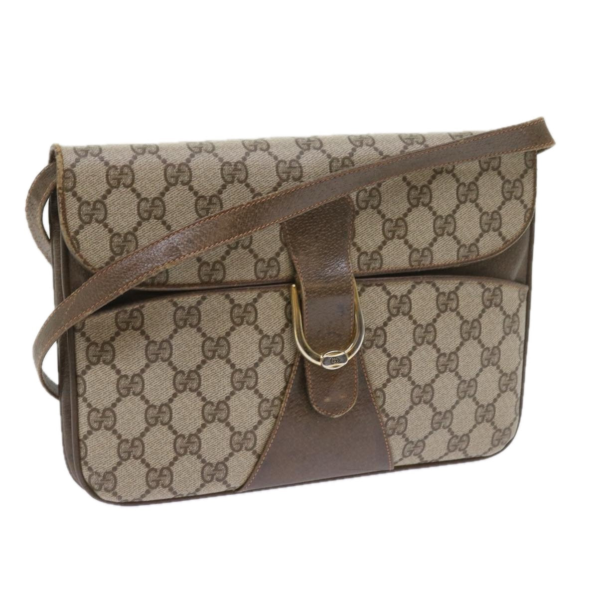 GUCCI GG Supreme Shoulder Bag PVC Leather Beige 58524