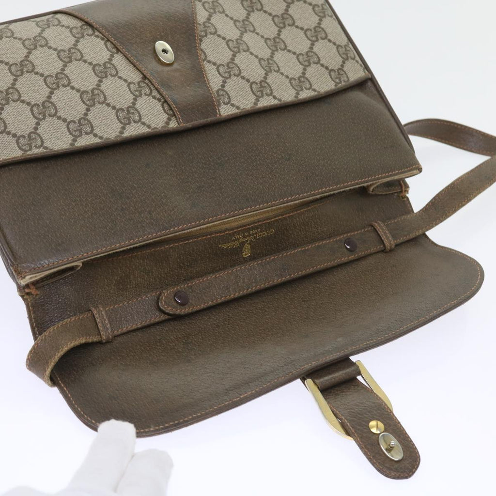 GUCCI GG Supreme Shoulder Bag PVC Leather Beige 58524