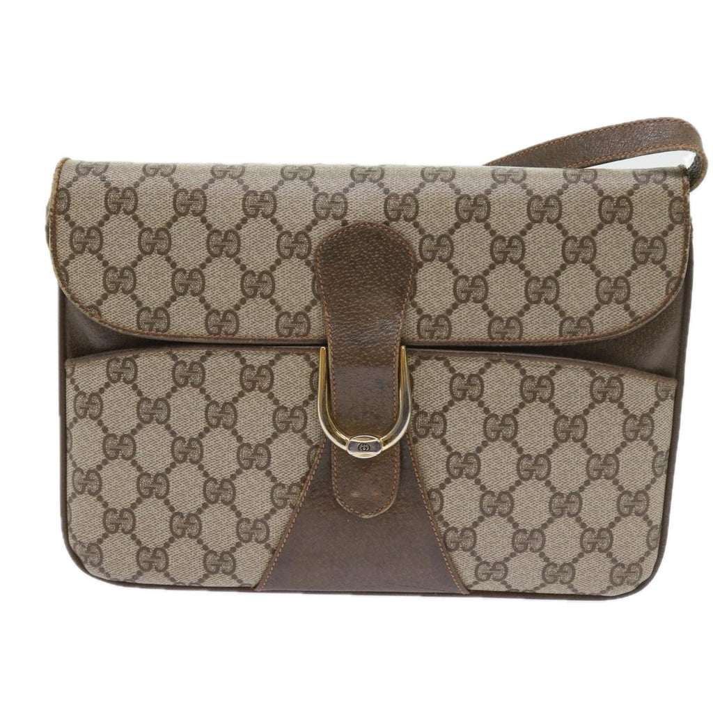 GUCCI GG Supreme Shoulder Bag PVC Leather Beige 58524