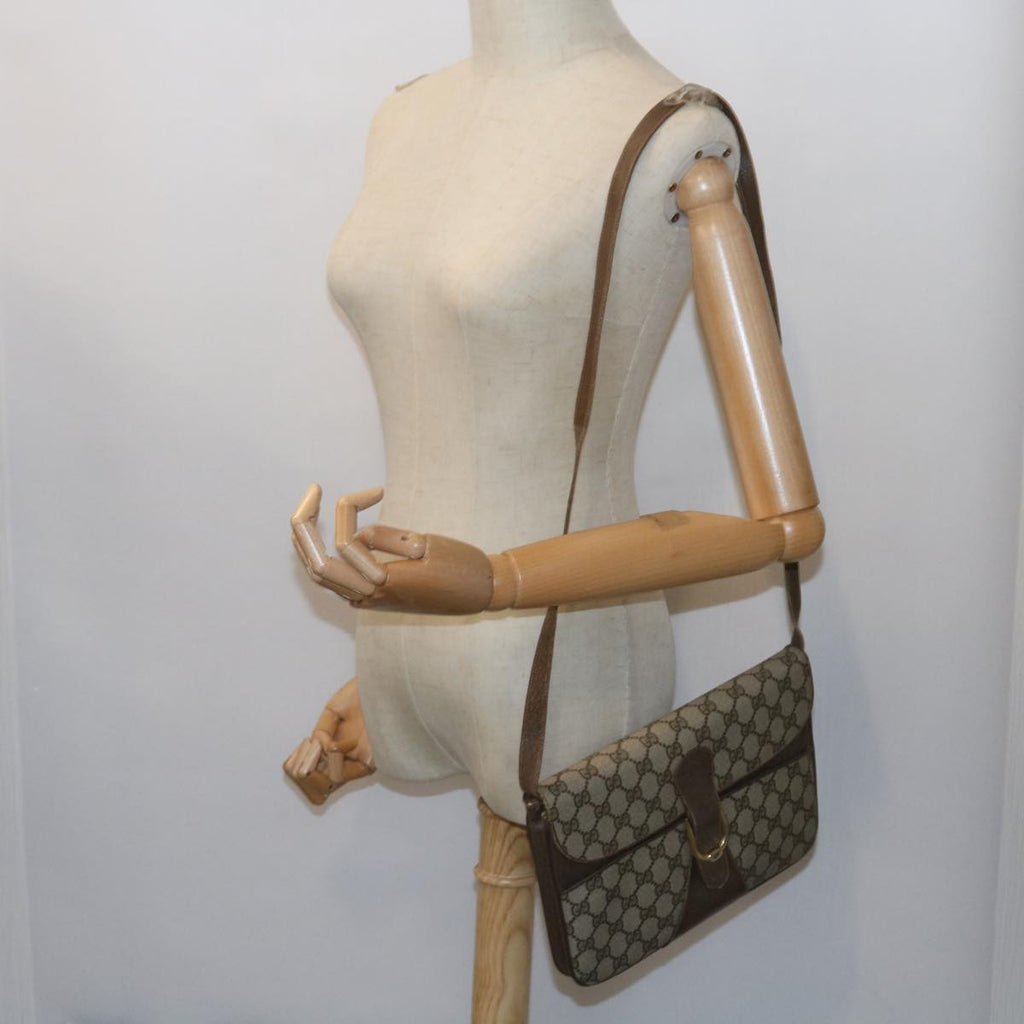 GUCCI GG Supreme Shoulder Bag PVC Leather Beige 58524
