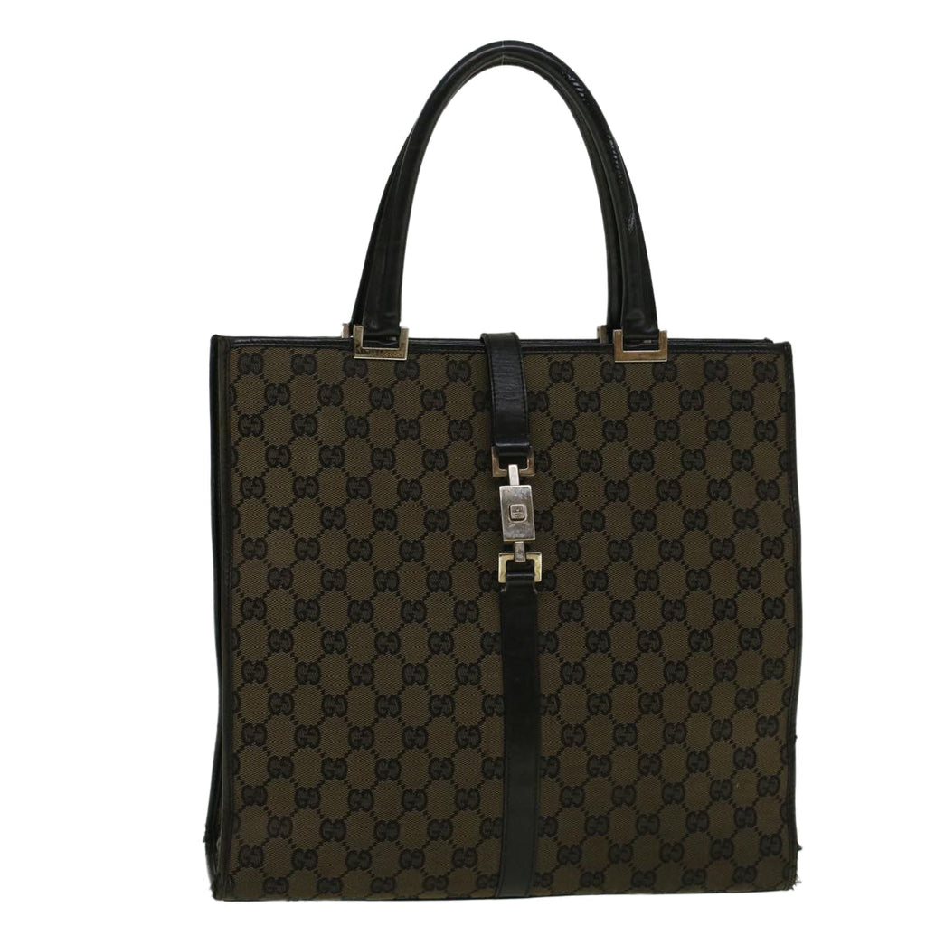 GUCCI GG Canvas Jackie Tote Bag Black Brown 002 1064 3444 58541