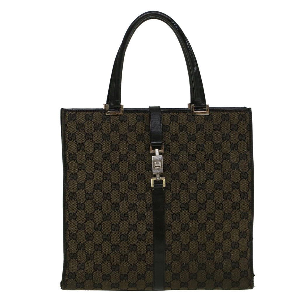 GUCCI GG Canvas Jackie Tote Bag Black Brown 002 1064 3444 58541