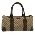 GUCCI GG Canvas Web Sherry Line Boston Bag PVC Leather Beige 145957 58555