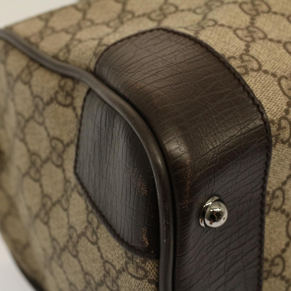 GUCCI GG Canvas Web Sherry Line Boston Bag PVC Leather Beige 145957 58555