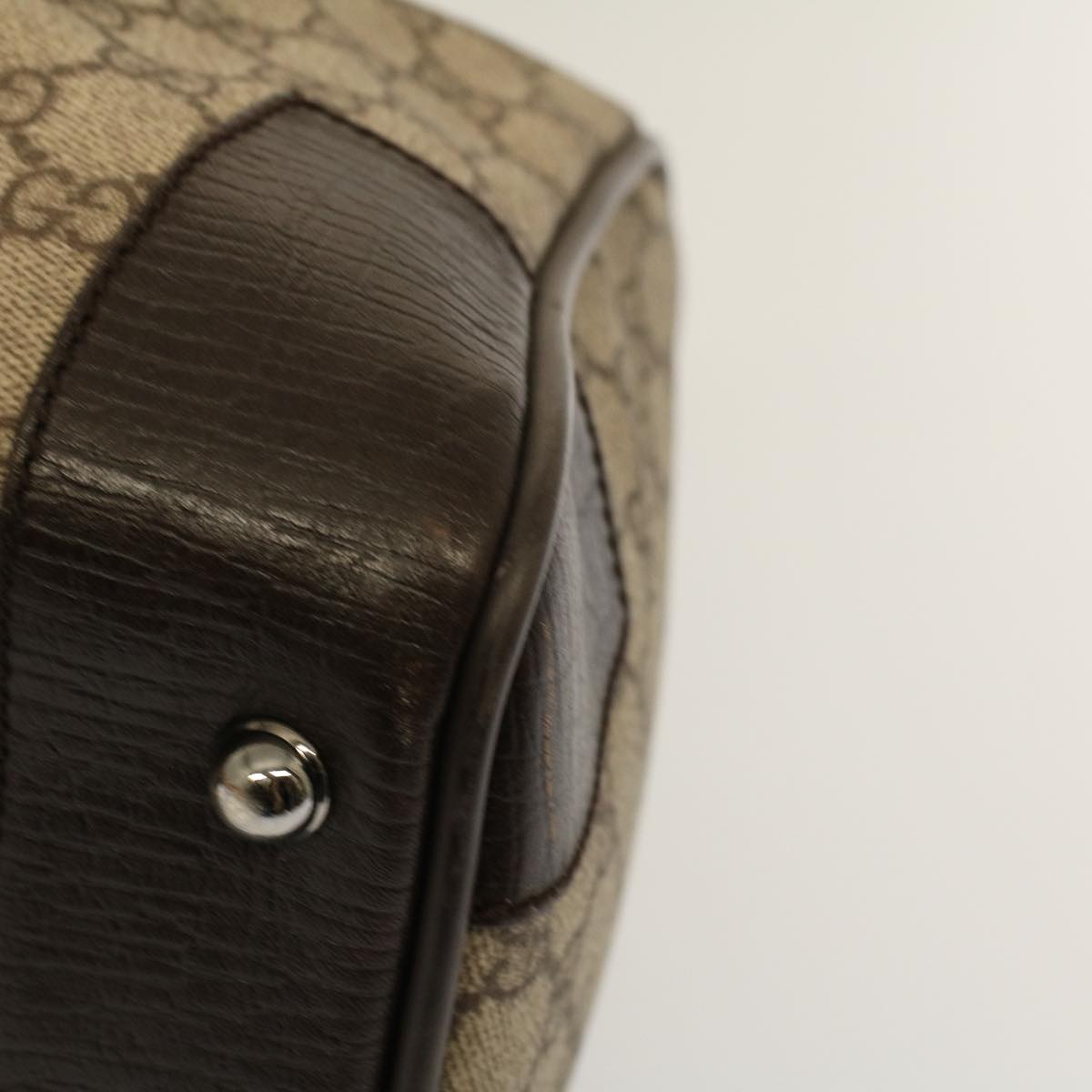 GUCCI GG Canvas Web Sherry Line Boston Bag PVC Leather Beige 145957 58555
