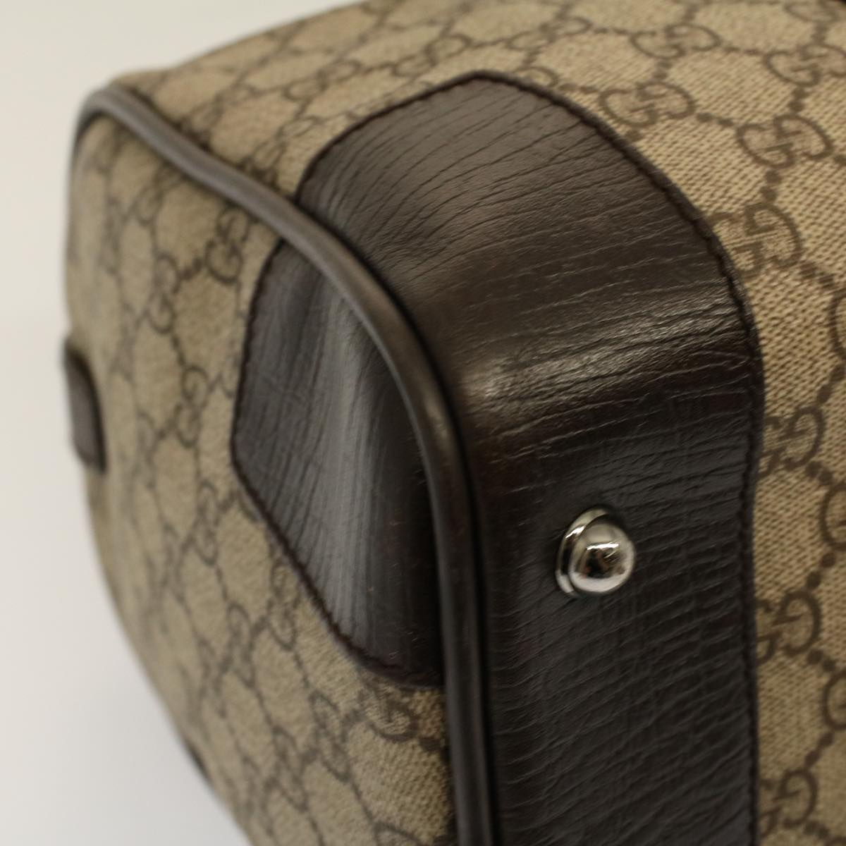 GUCCI GG Canvas Web Sherry Line Boston Bag PVC Leather Beige 145957 58555