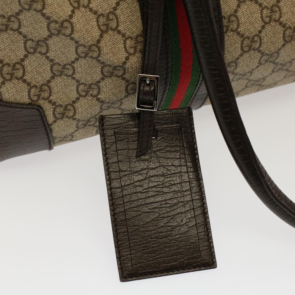 GUCCI GG Canvas Web Sherry Line Boston Bag PVC Leather Beige 145957 58555