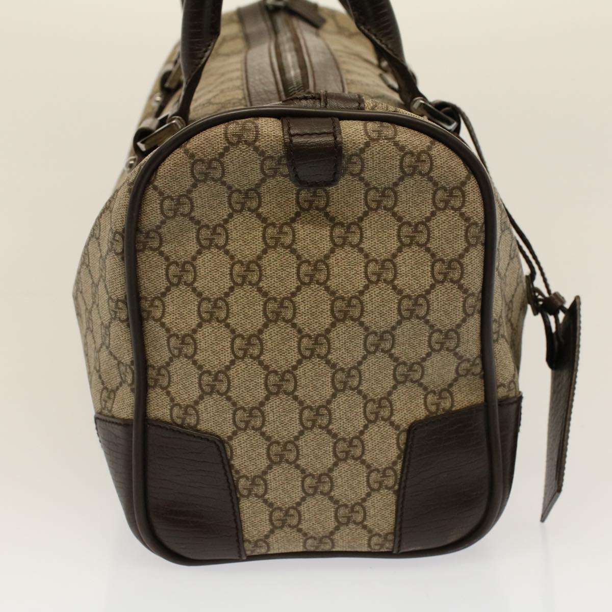 GUCCI GG Canvas Web Sherry Line Boston Bag PVC Leather Beige 145957 58555