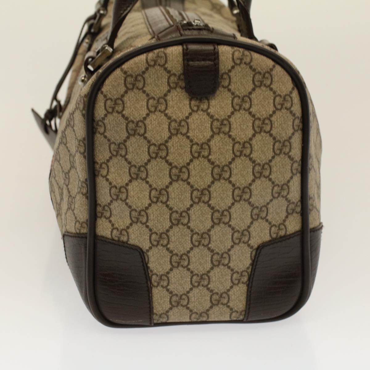 GUCCI GG Canvas Web Sherry Line Boston Bag PVC Leather Beige 145957 58555