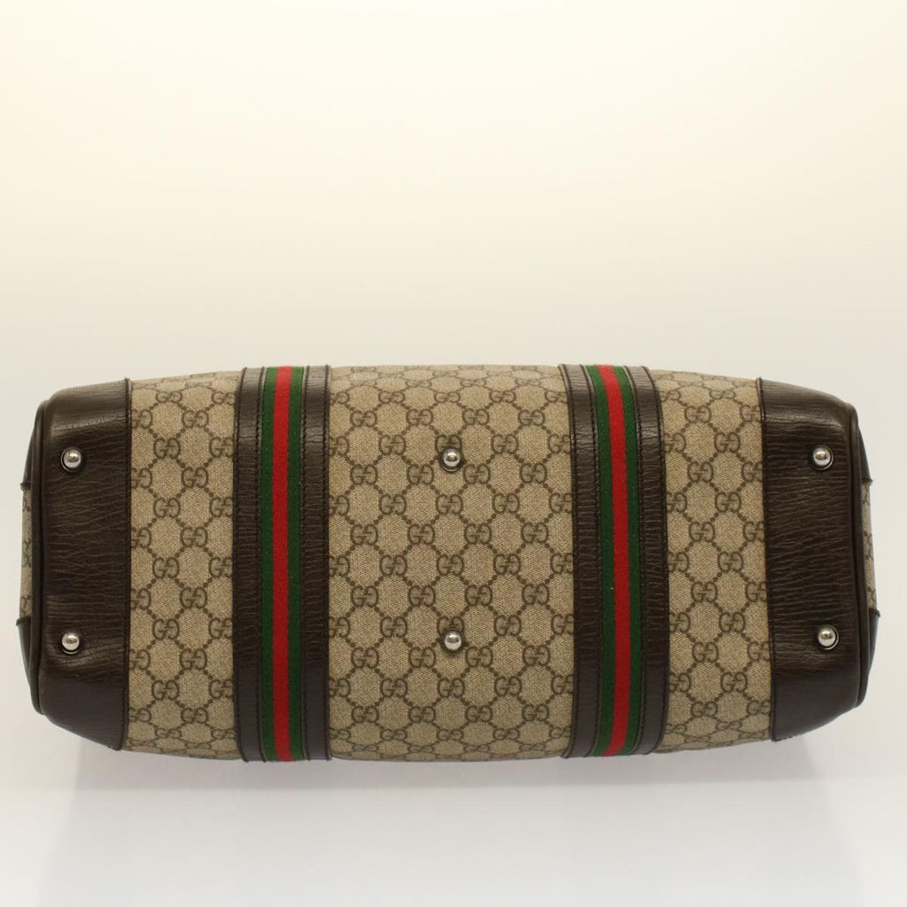 GUCCI GG Canvas Web Sherry Line Boston Bag PVC Leather Beige 145957 58555