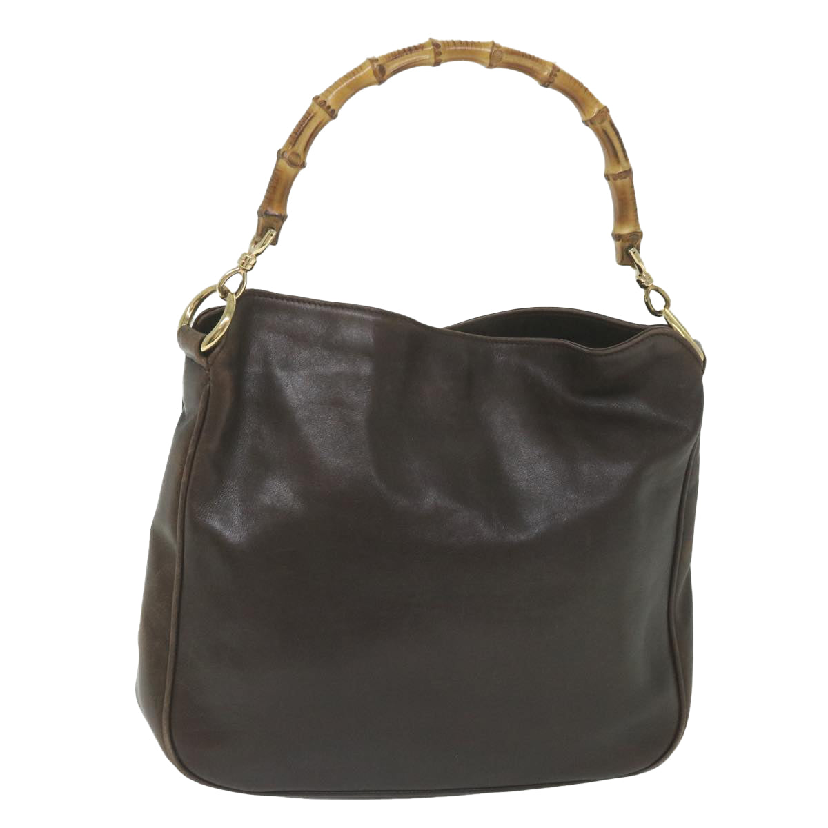 GUCCI Bamboo Shoulder Bag Leather 2way Brown 001 1638 2123 58573