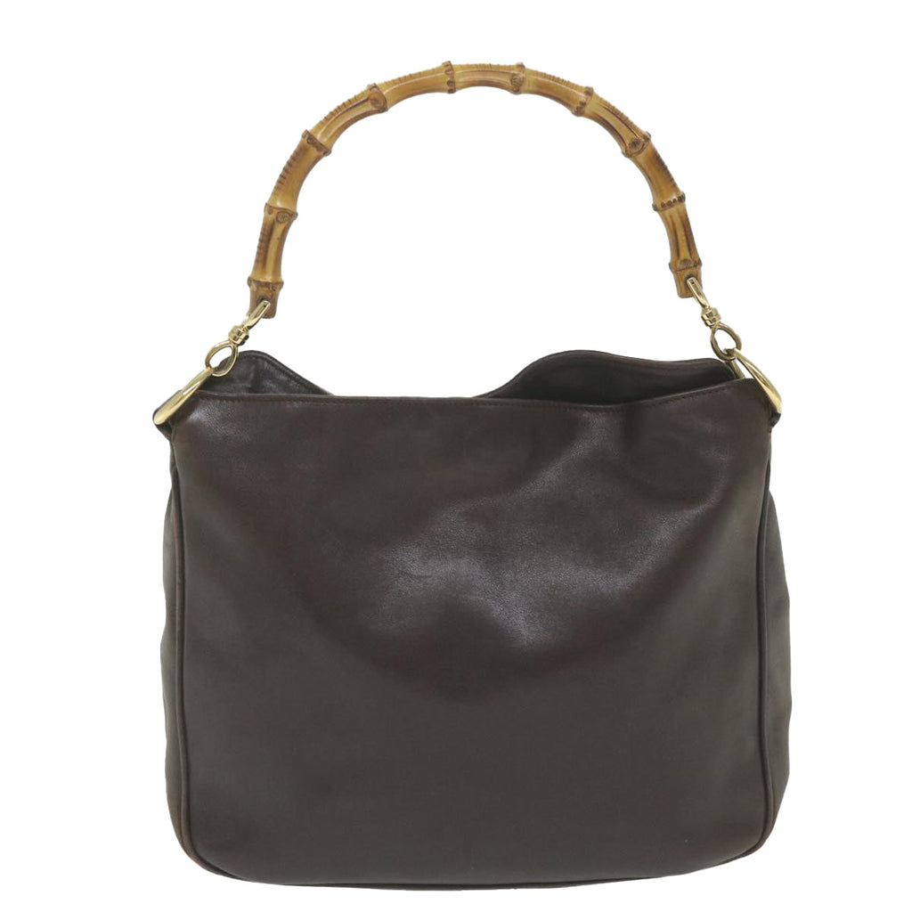 GUCCI Bamboo Shoulder Bag Leather 2way Brown 001 1638 2123 58573