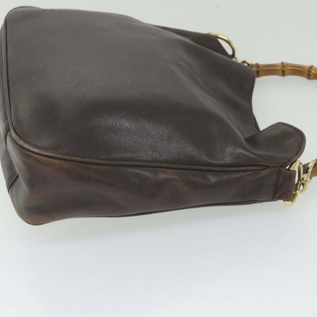 GUCCI Bamboo Shoulder Bag Leather 2way Brown 001 1638 2123 58573