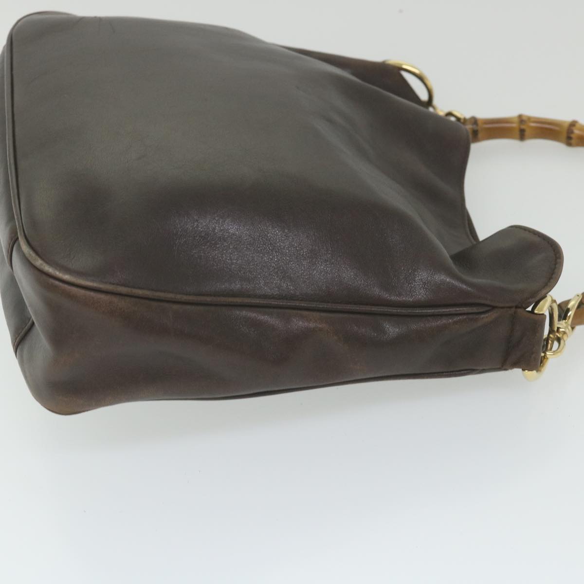 GUCCI Bamboo Shoulder Bag Leather 2way Brown 001 1638 2123 58573