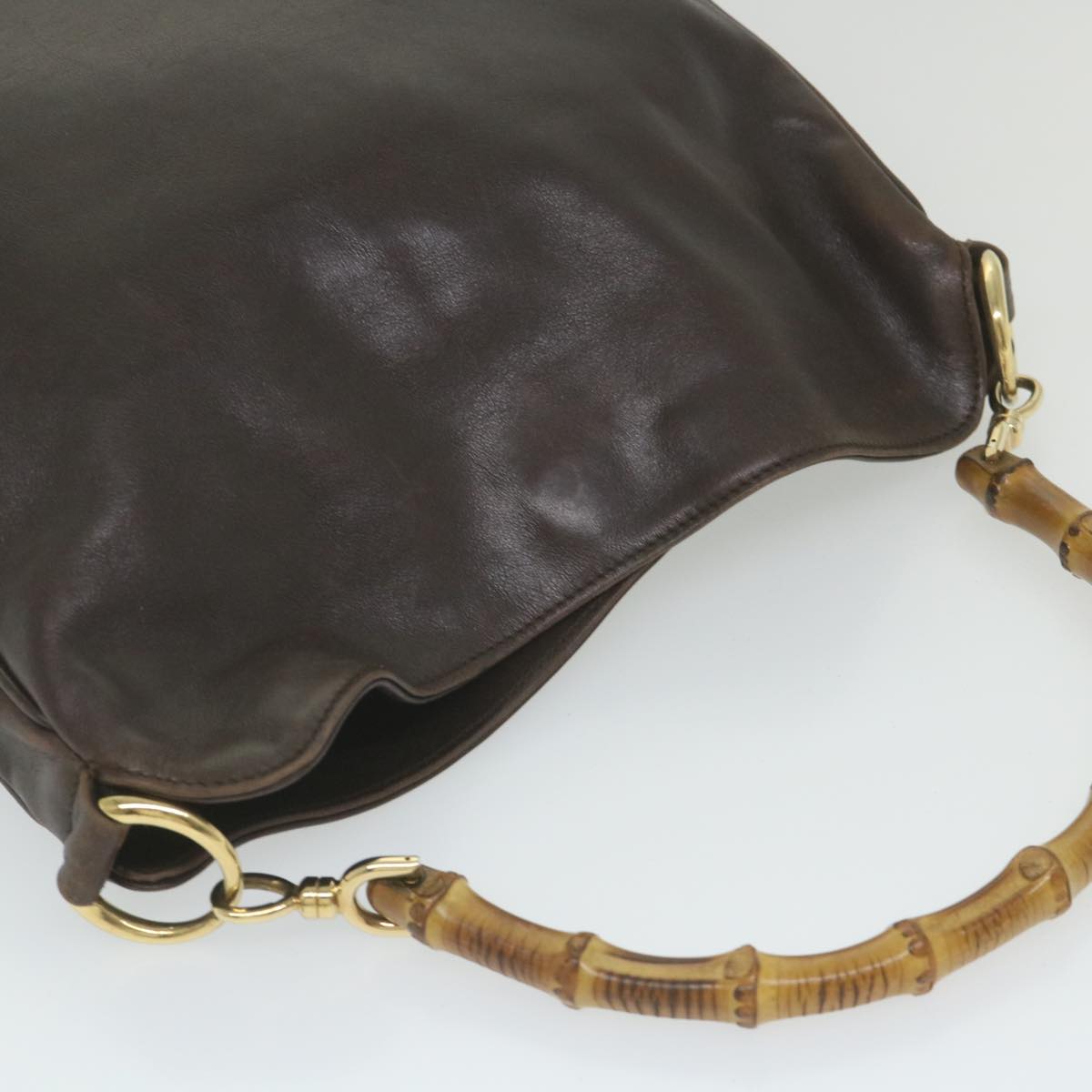 GUCCI Bamboo Shoulder Bag Leather 2way Brown 001 1638 2123 58573
