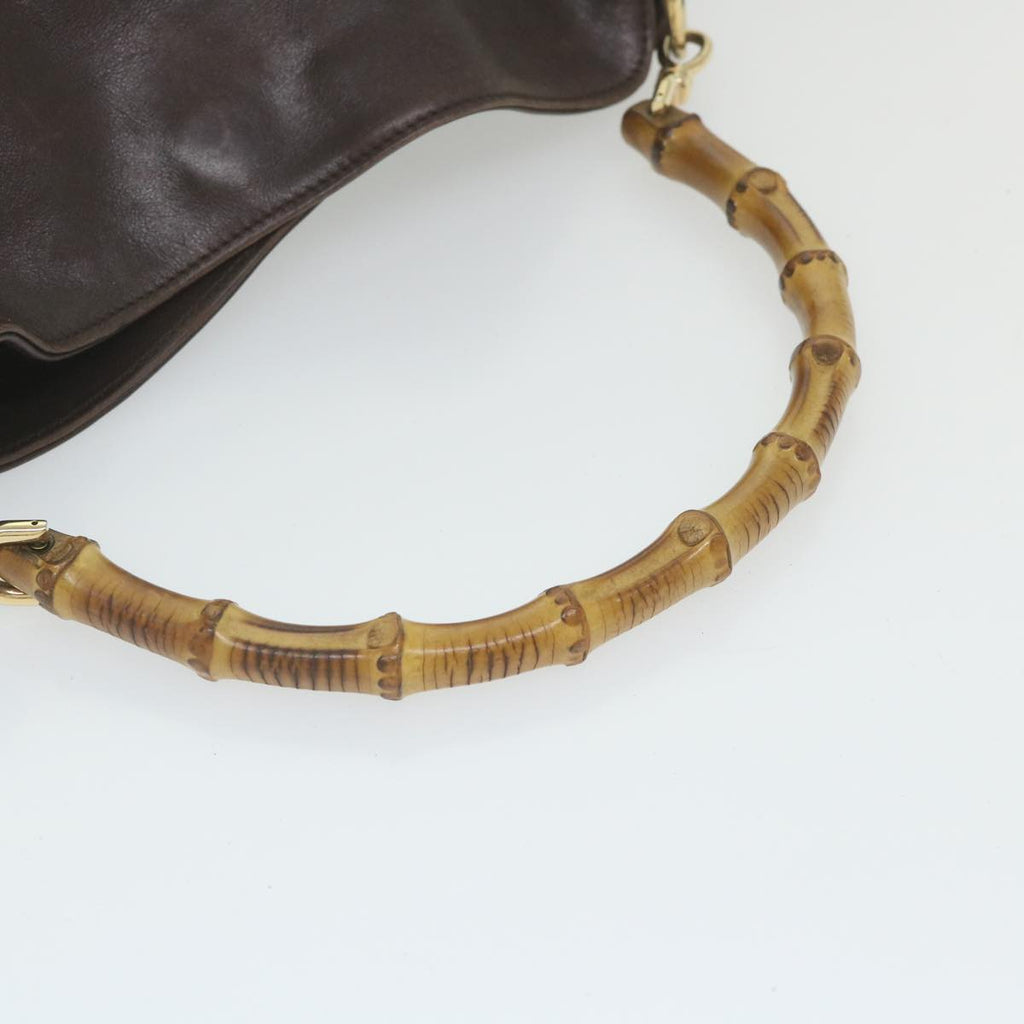 GUCCI Bamboo Shoulder Bag Leather 2way Brown 001 1638 2123 58573