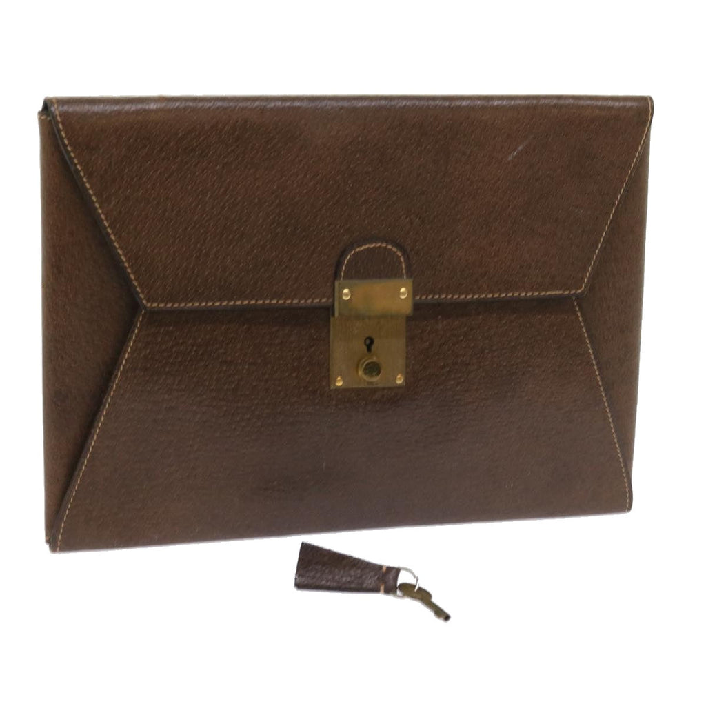 GUCCI Clutch Bag Leather Brown 58574