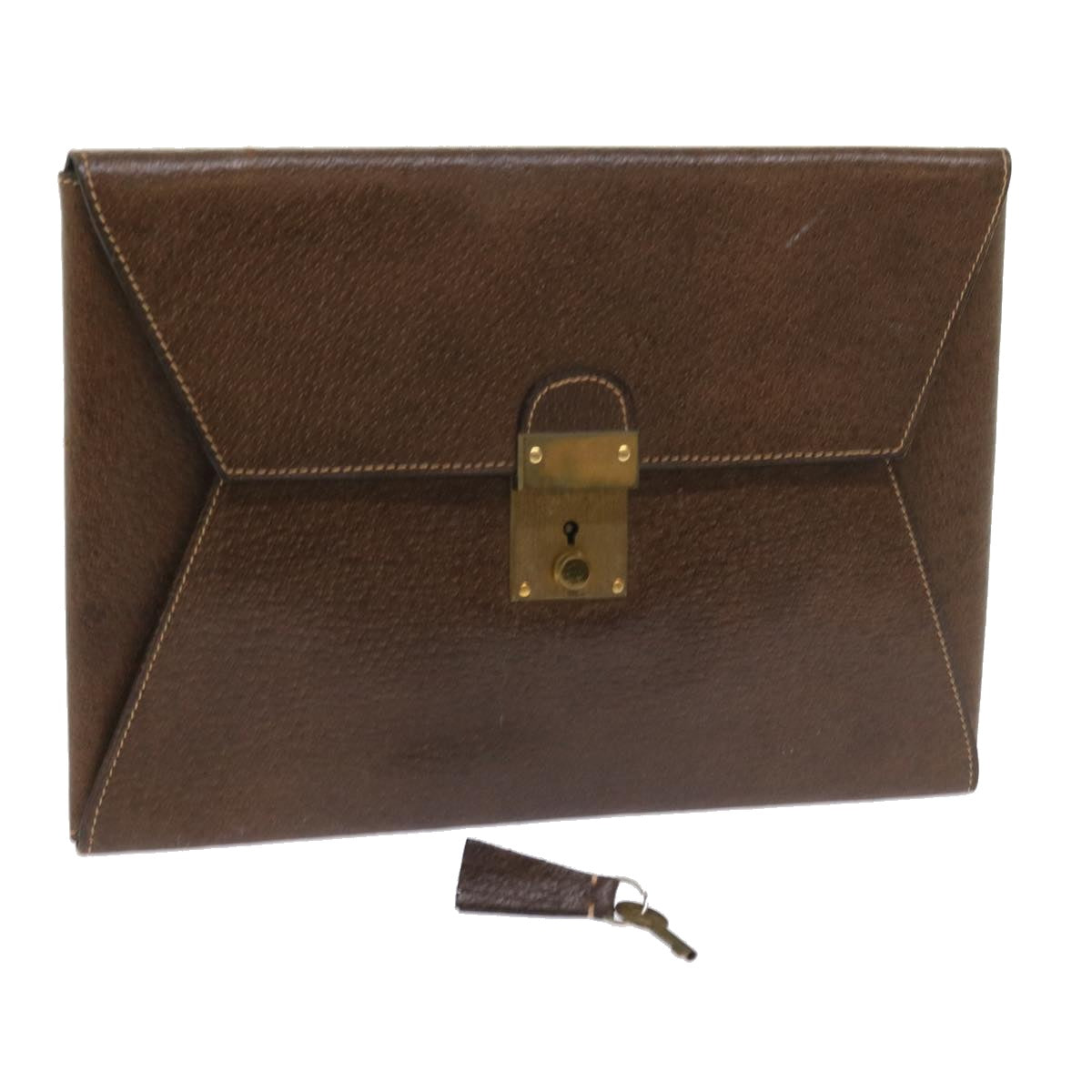 GUCCI Clutch Bag Leather Brown 58574