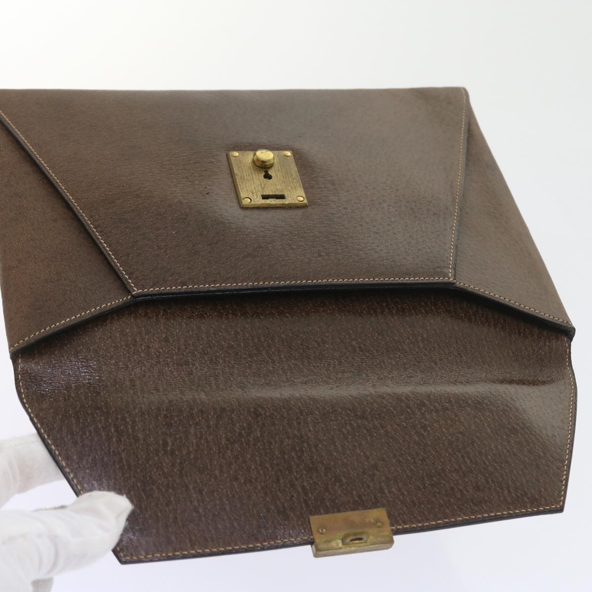 GUCCI Clutch Bag Leather Brown 58574