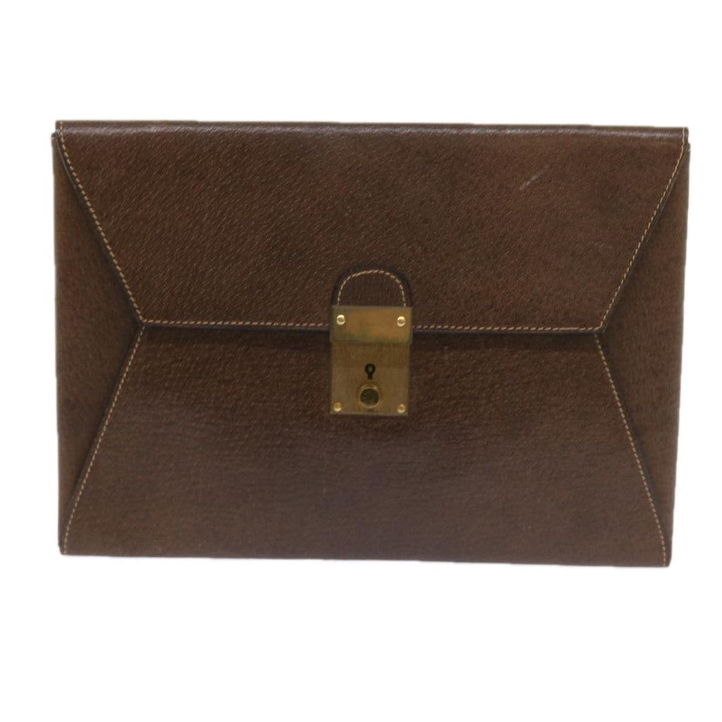 GUCCI Clutch Bag Leather Brown 58574