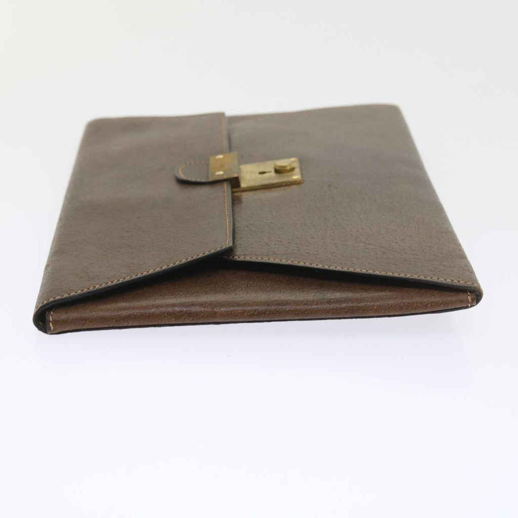 GUCCI Clutch Bag Leather Brown 58574