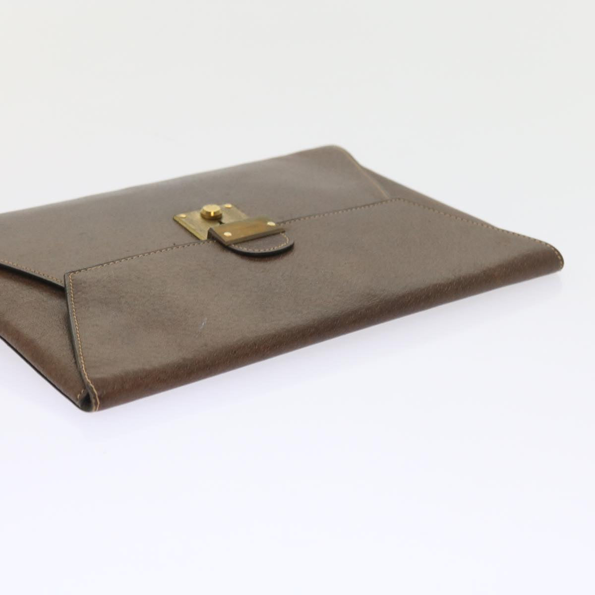 GUCCI Clutch Bag Leather Brown 58574