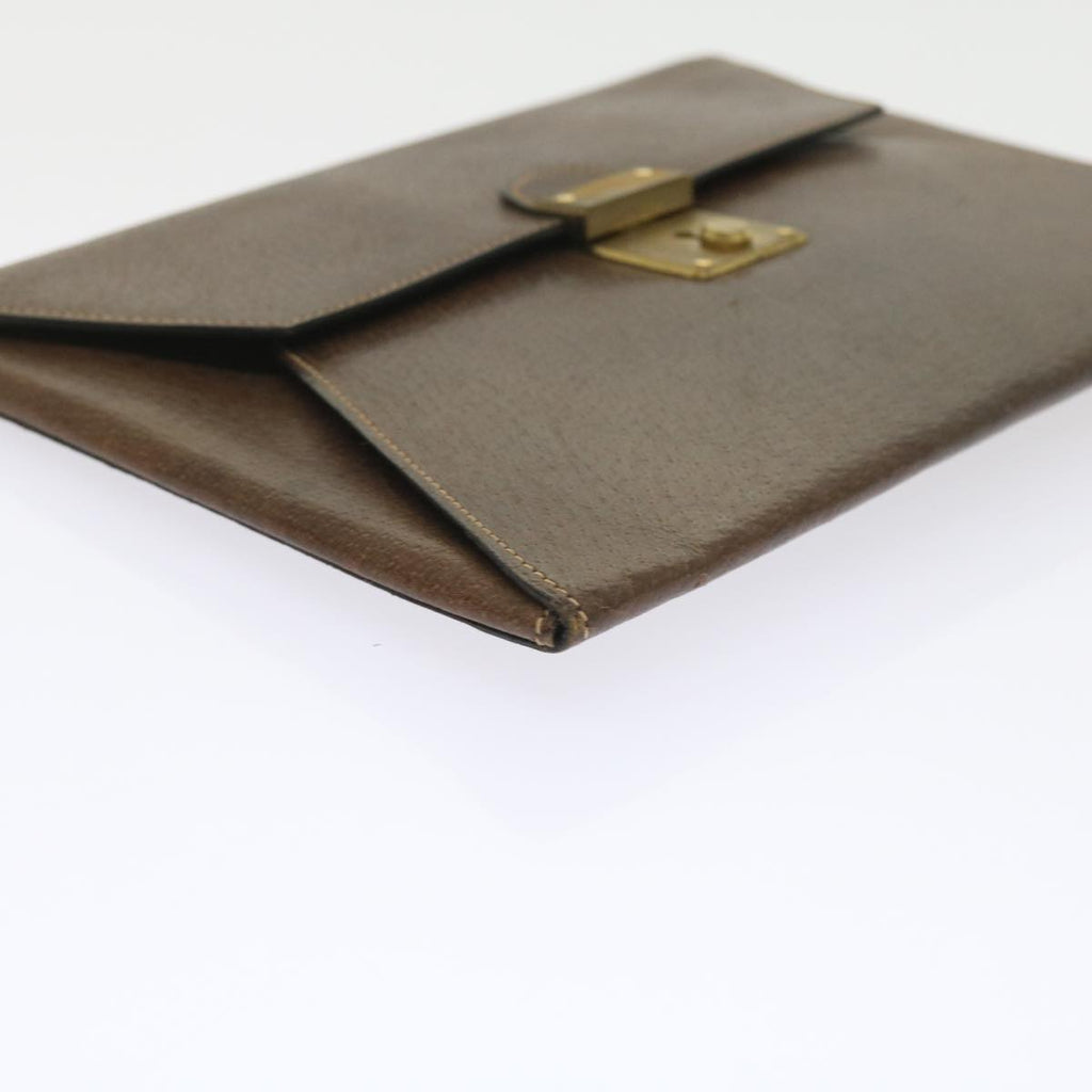 GUCCI Clutch Bag Leather Brown 58574