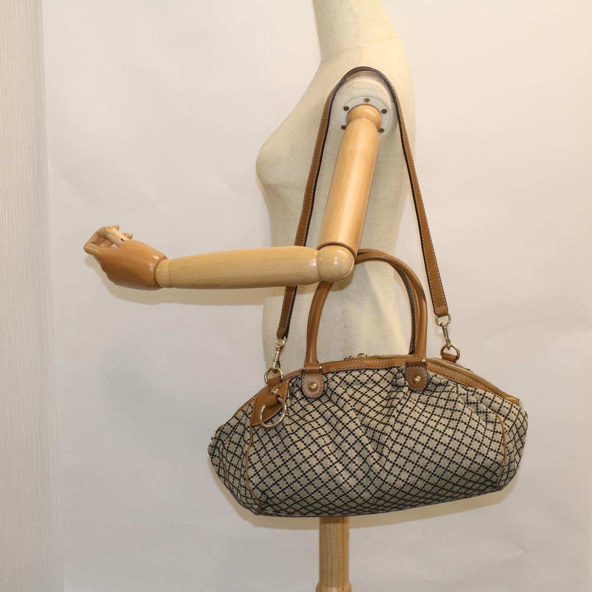 GUCCI Shoulder Bag Canvas 2way Beige Brown 223974 58602