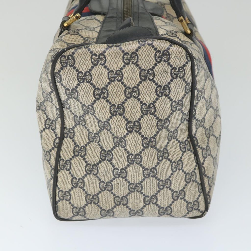 GUCCI GG Canvas Sherry Line Boston Bag PVC Leather Navy Red 58606