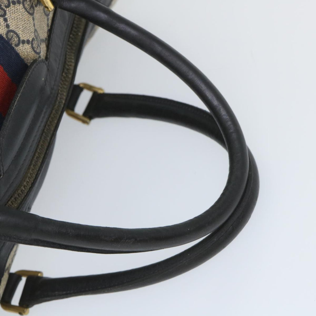 GUCCI GG Canvas Sherry Line Boston Bag PVC Leather Navy Red 58606