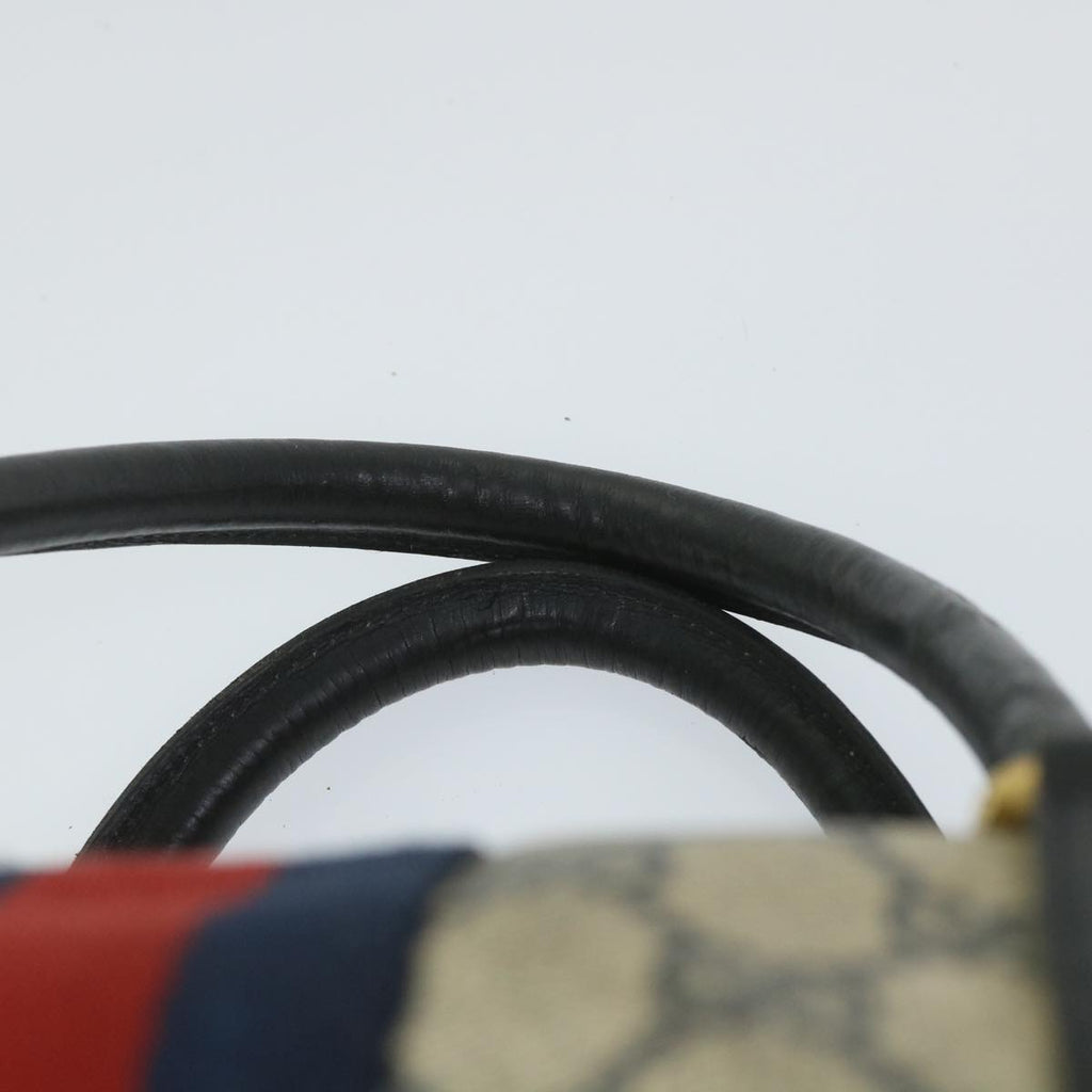 GUCCI GG Canvas Sherry Line Boston Bag PVC Leather Navy Red 58606