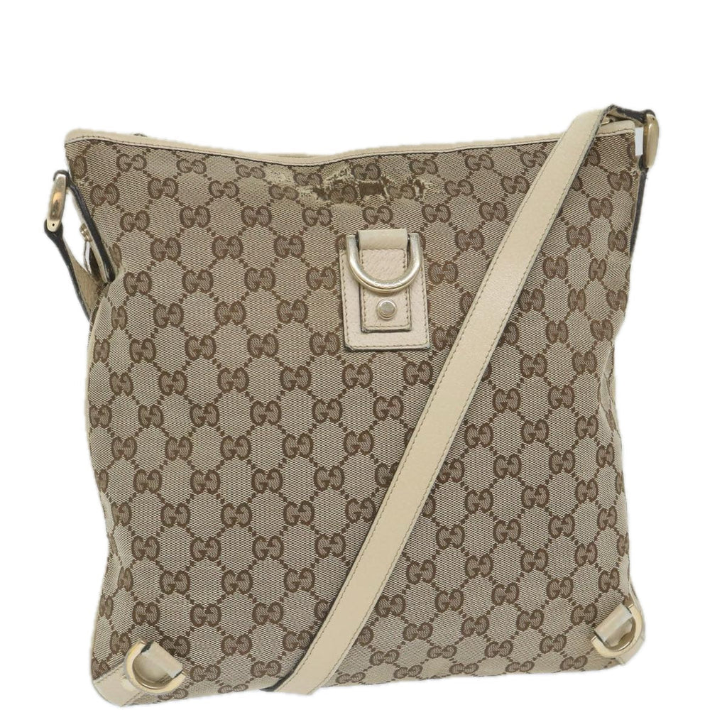 GUCCI GG Canvas Shoulder Bag Beige White 13126 58612