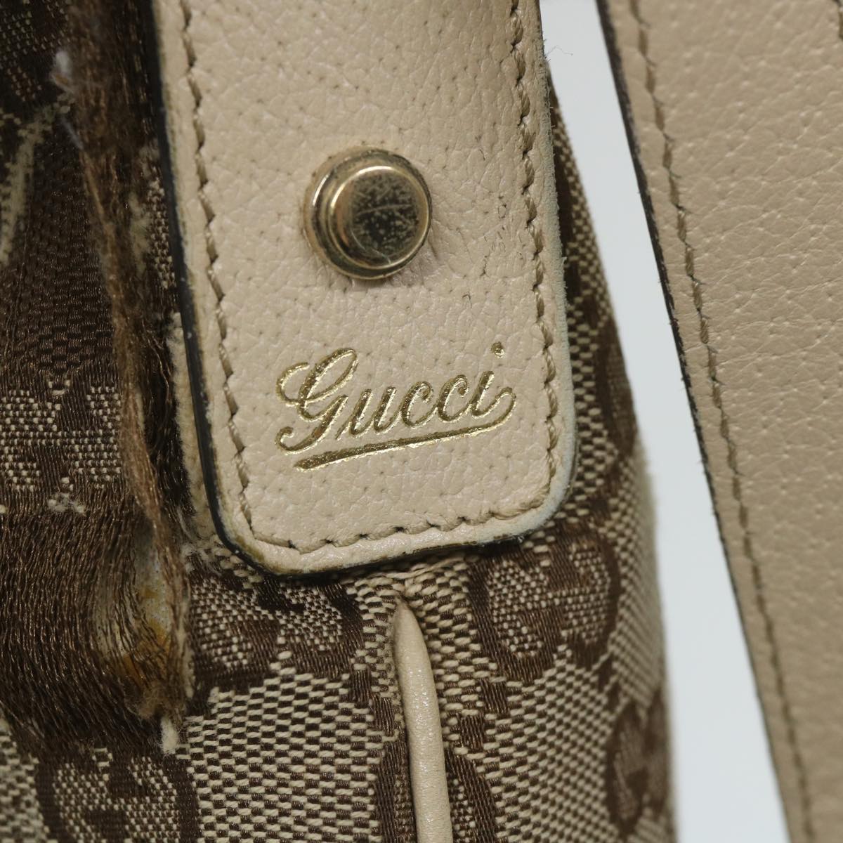 GUCCI GG Canvas Shoulder Bag Beige White 13126 58612