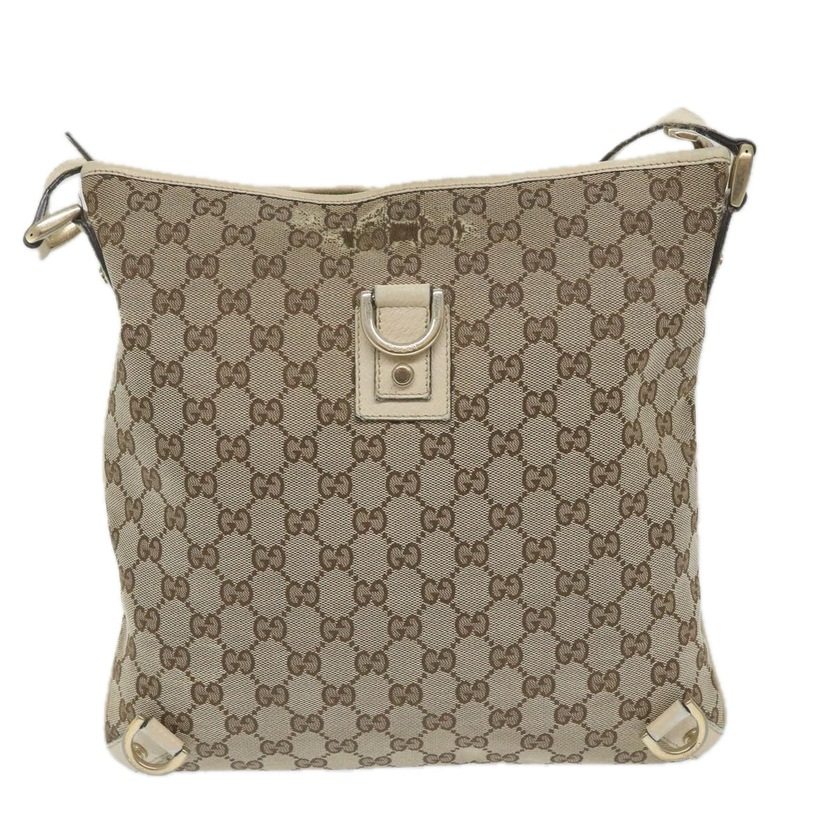 GUCCI GG Canvas Shoulder Bag Beige White 13126 58612