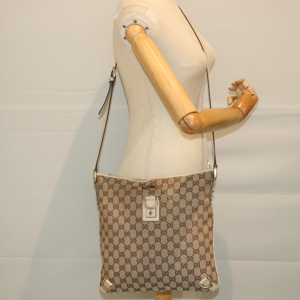GUCCI GG Canvas Shoulder Bag Beige White 13126 58612
