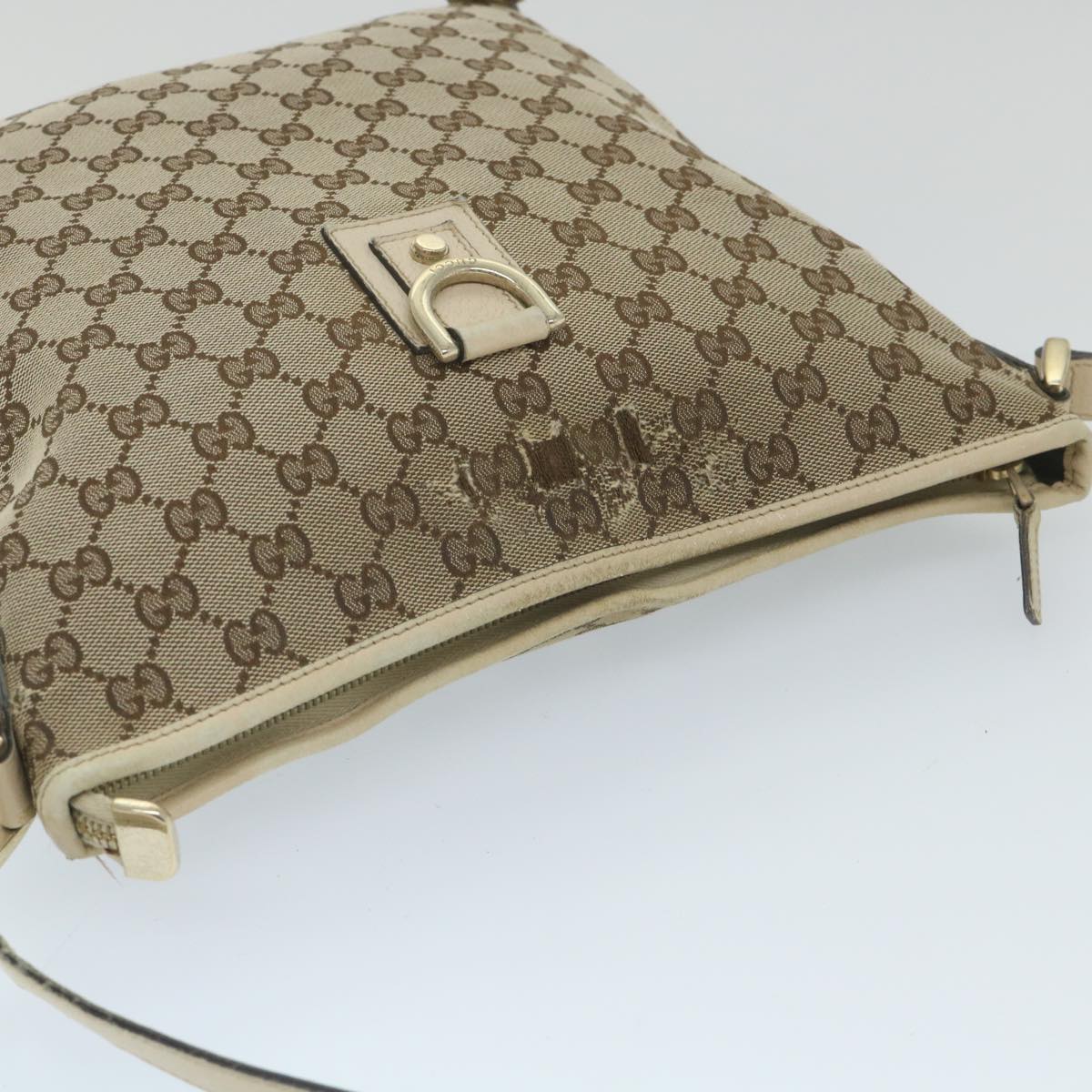 GUCCI GG Canvas Shoulder Bag Beige White 13126 58612
