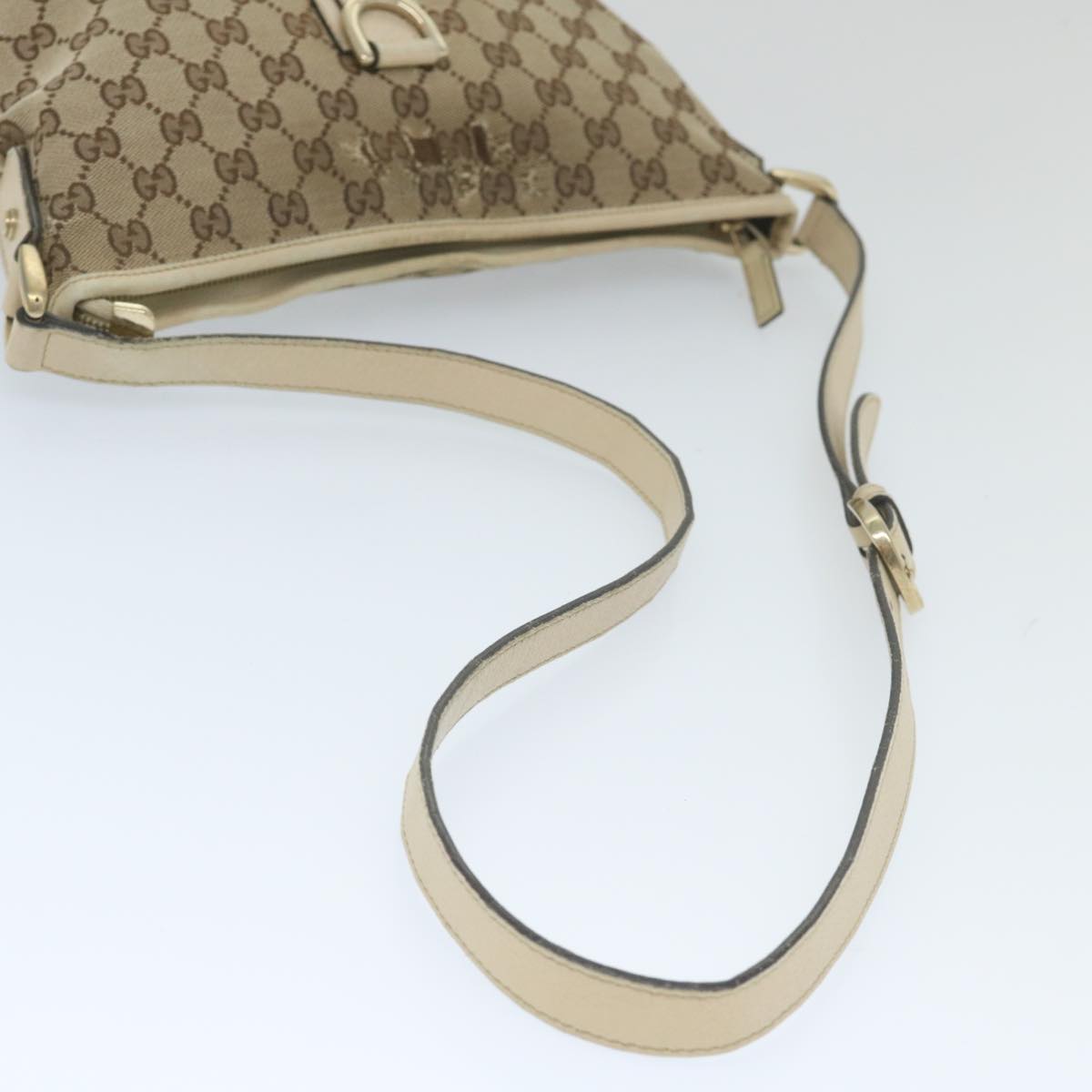 GUCCI GG Canvas Shoulder Bag Beige White 13126 58612