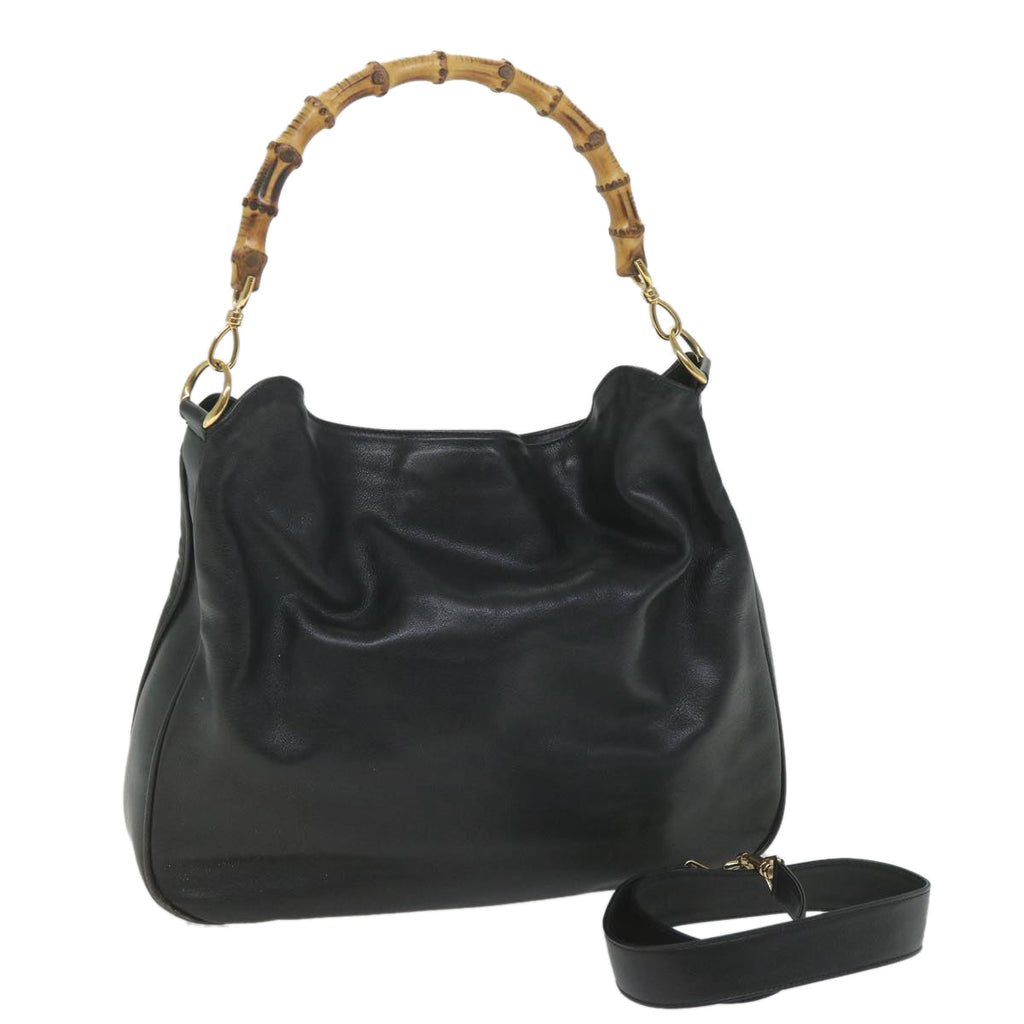 GUCCI Bamboo Shoulder Bag Leather 2way Black 001 2854 1577 58617