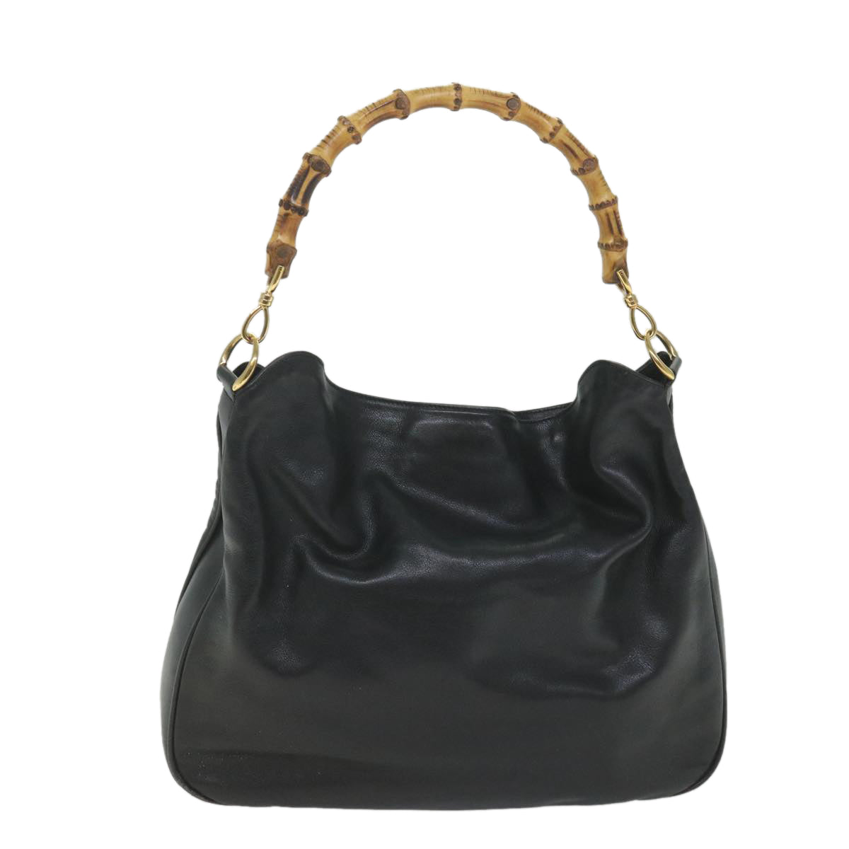 GUCCI Bamboo Shoulder Bag Leather 2way Black 001 2854 1577 58617