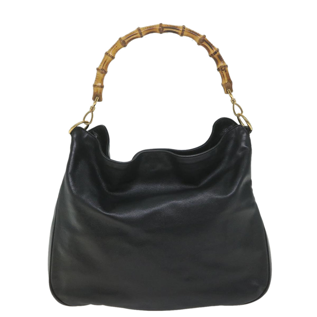 GUCCI Bamboo Shoulder Bag Leather 2way Black 001 2854 1577 58617