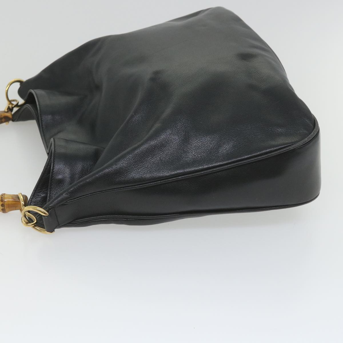 GUCCI Bamboo Shoulder Bag Leather 2way Black 001 2854 1577 58617