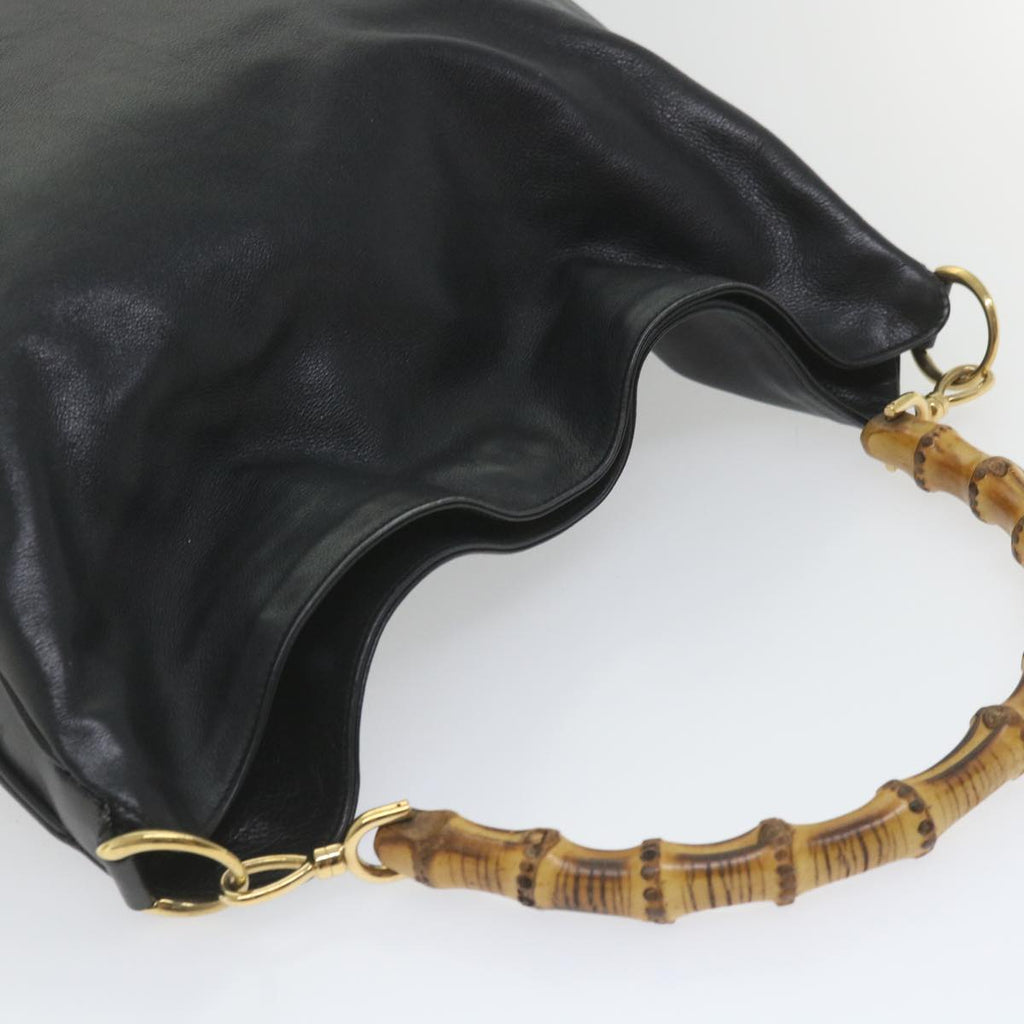 GUCCI Bamboo Shoulder Bag Leather 2way Black 001 2854 1577 58617